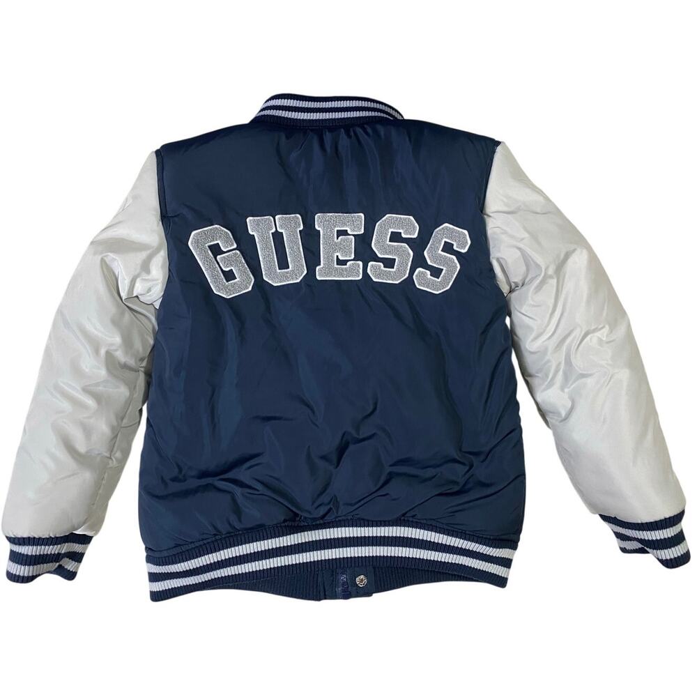 Guess Varsity Jacket Size 7 Kids Blue White Letterman
